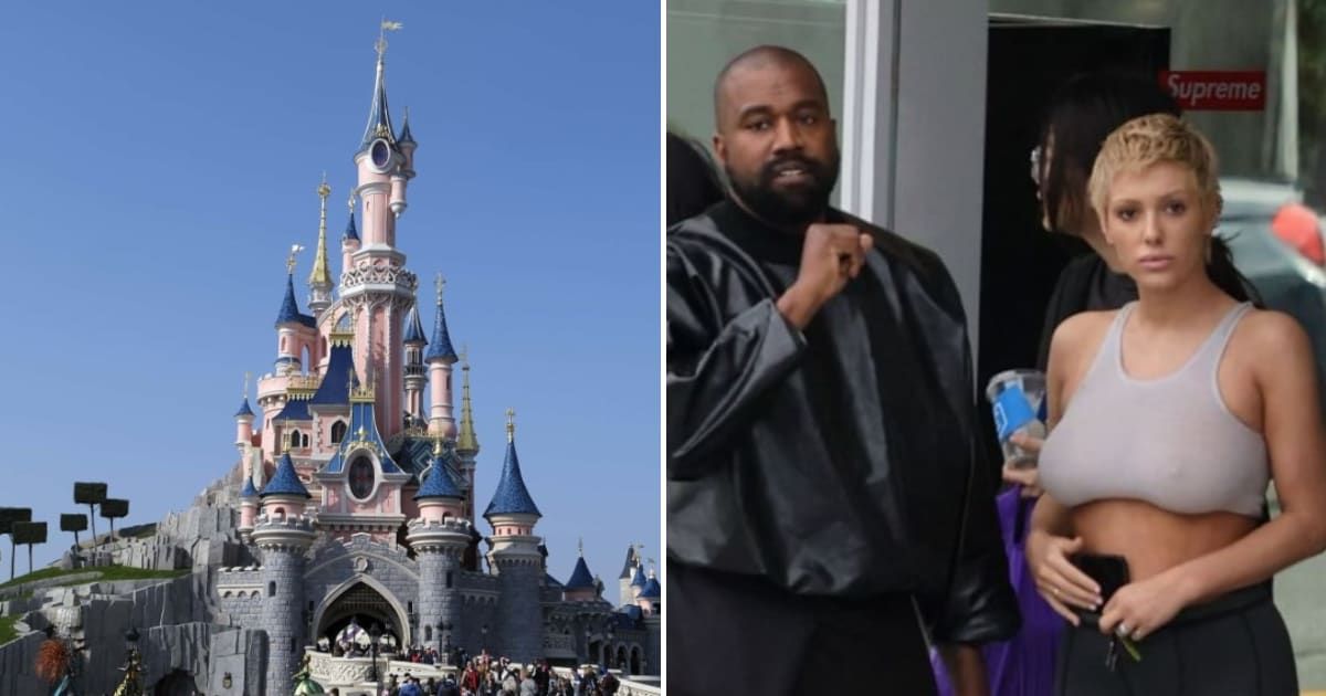 Social media users bombard Disneyland with questions after Kanye West's and Bianca Censori was allowed to stroll barefoot in park (GettyImages, GCImages)