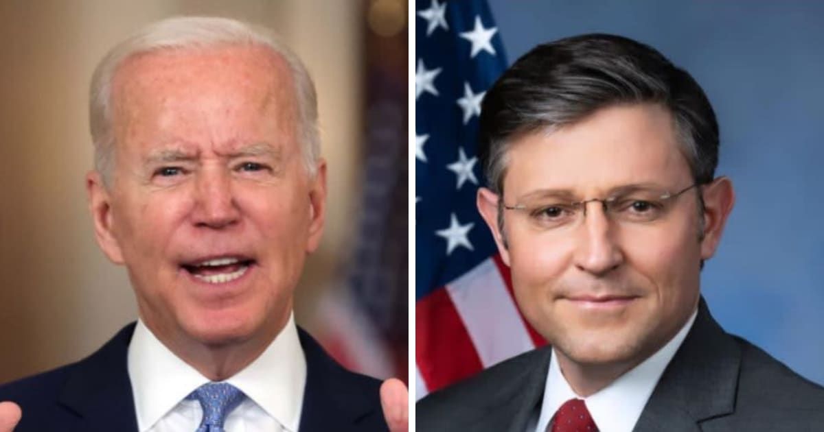 Joe Biden backed Mike Johnson's three distinct bills, which would provide US aid to Israel, Ukraine, and the Indo-Pacific region (Getty Images, Speaker Mike Johnson/Facebook)