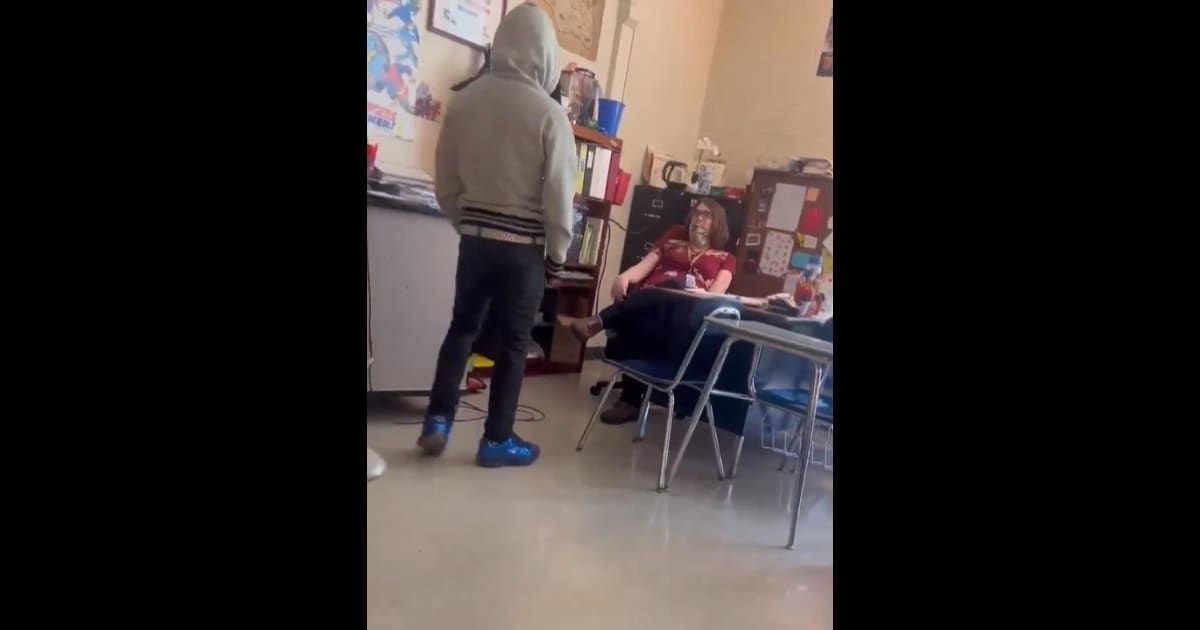 The video showed a high school student in North Carolina repeatedly slapping his female teacher (UpoffGlass1/X)