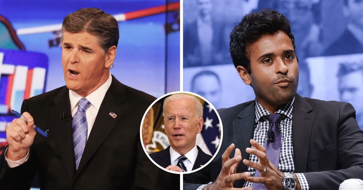 Former GOP presidential candidate Vivek Ramaswamy talked to Sean Hannity, criticizing the Biden White House for its hypocrisy (Getty Images)