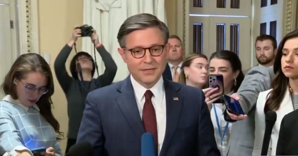 Speaker Mike Johnson shared the clip of his statement to the press over the social media platform X (Screengrab/C-SPAN)