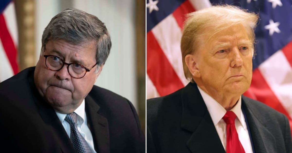 During a recent interview, Bill Barr said that Donald Trump is not a threat to America (Getty Images)