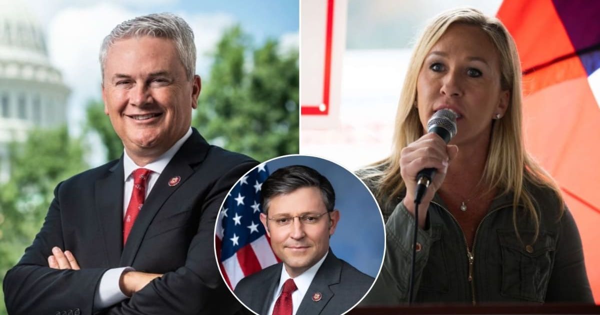James Comer resisted Marjorie Taylor Greene's move to remove Speaker Mike Johnson (Congressman James Comer/Facebook, Getty Images, Speaker Mike Johnson/Facebook)