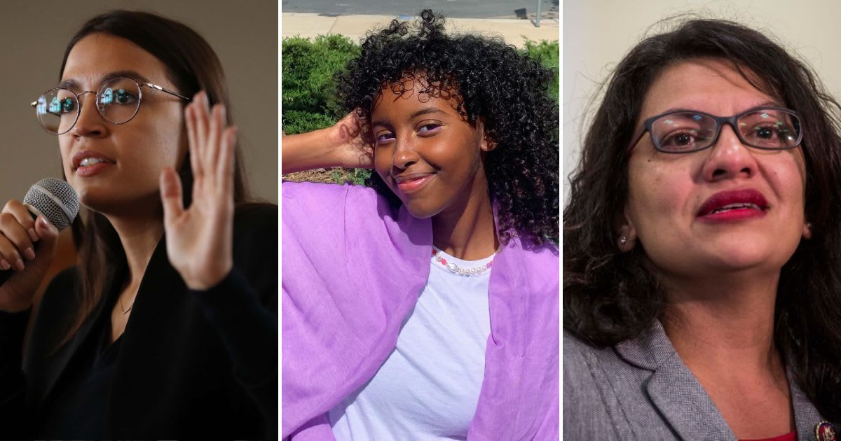 Suspended daughter of Rep Ilhan Omar, Isra Hirsi found solidarity from Democratic congresswomen Alexandria Ocasio-Cortez and Rashida Tlaib (Getty Images, @israhirsi/Instagram)
