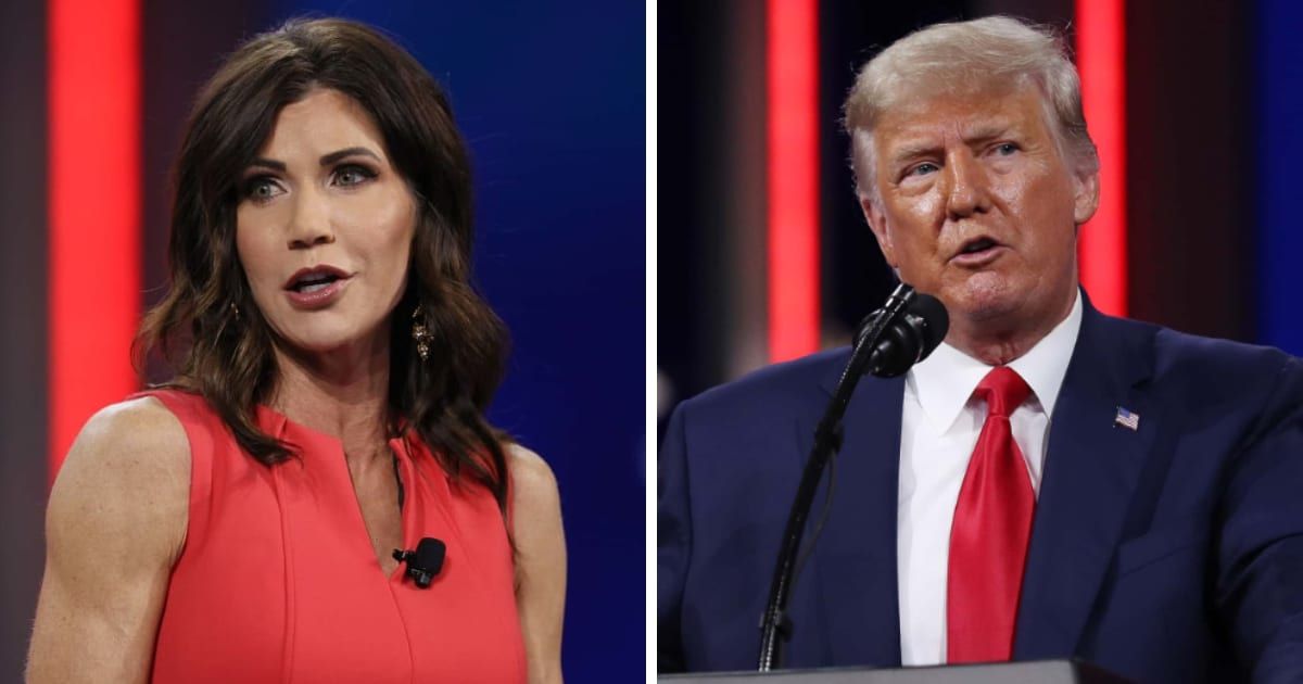 Gov Kristi Noem blasted the ongoing hush money trial against Donald Trump (Getty Images)