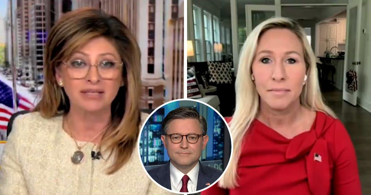 Maria Bartiromo asks Marjorie Taylor Greene's plans of moving ahead with the ousting of Speaker Mike Johnson (Screengrab/Fox News)