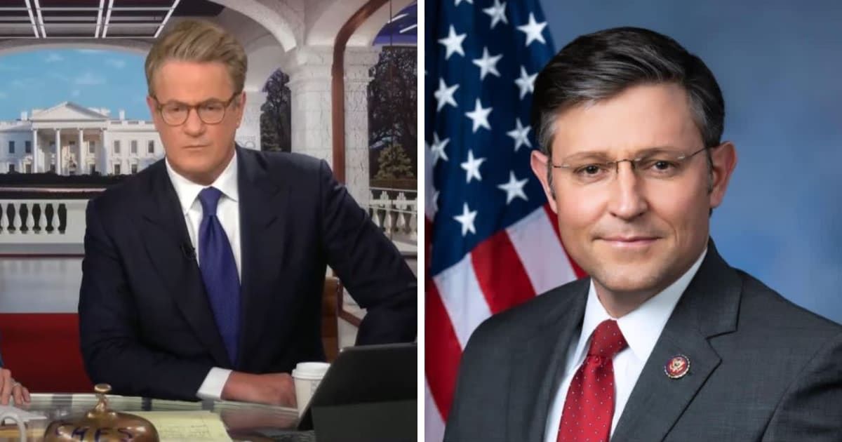 MSNBC's Joe Scarborough hailed House Speaker Mike Johnson for his role in passing a foreign aid bill (MSNBC/X, Wikipedia)