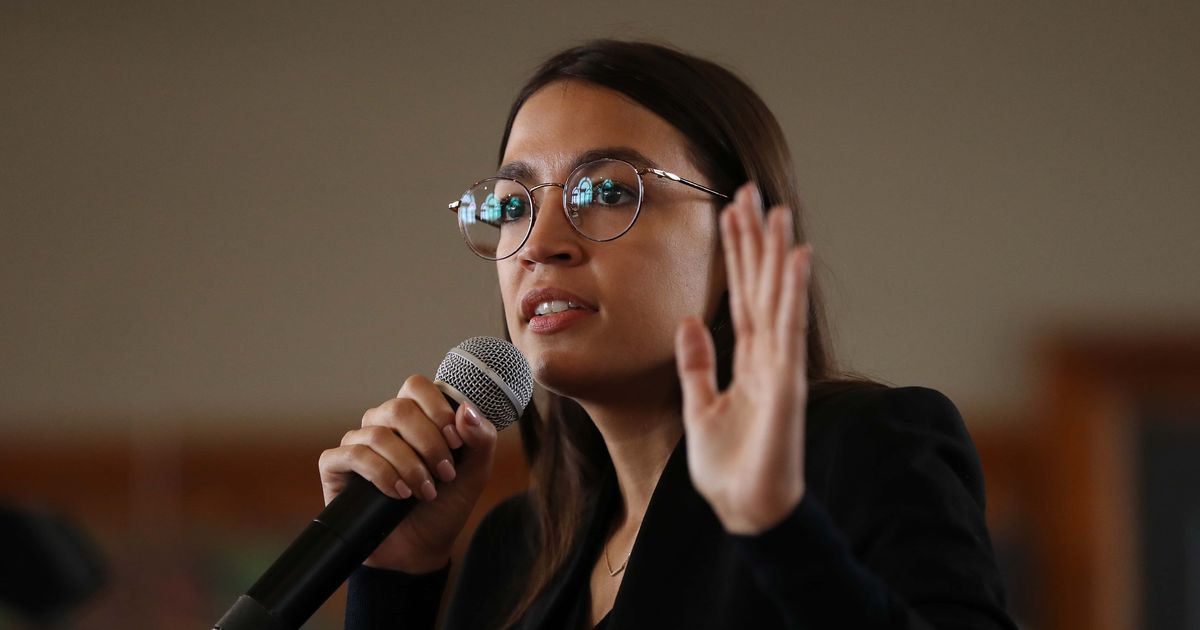 Rep Alexandria Ocasio-Cortez (D-NY) brought up the subject of pro-Gaza student protests during her press conference on Earth Day (Getty Images)