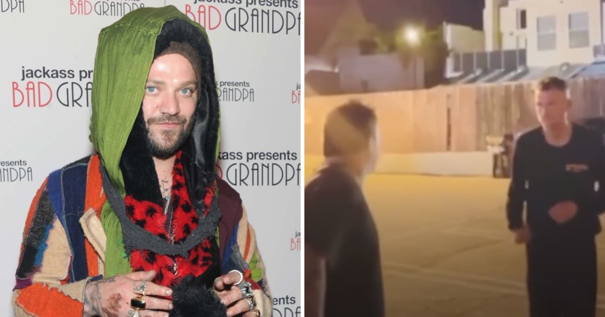 Bam Margera says she was trying to defend himself after a stranger punched him viral video (Getty Images, TMZ video/Screenshot)