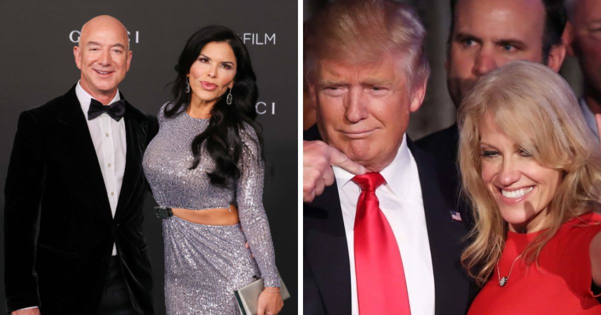 Jeff Bezos' fiancee Lauren Sanchez met ex-Donald Trump counselor Kellyanne Conway at a party in 2020 (Getty Images)