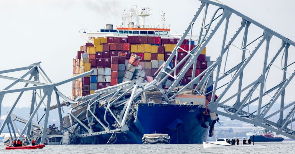 Cargo ship Dali collided with the Francis Scott Key Bridge on March 26, 2024 in Baltimore, Maryland (Getty Images)
