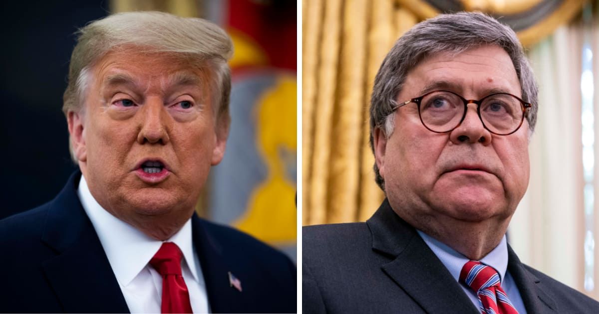 Donald Trump blasted Bill Barr's announcement to support the GOP nominee in the 2024 presidential election (Getty Images)