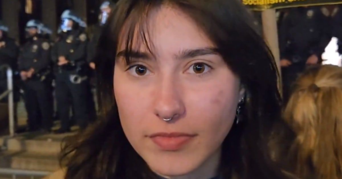 Pro-Palestine student from Columbia University appeared unsure of what she was specifically protesting against at NYU (Screengrab/@RudyGiuliani/X)