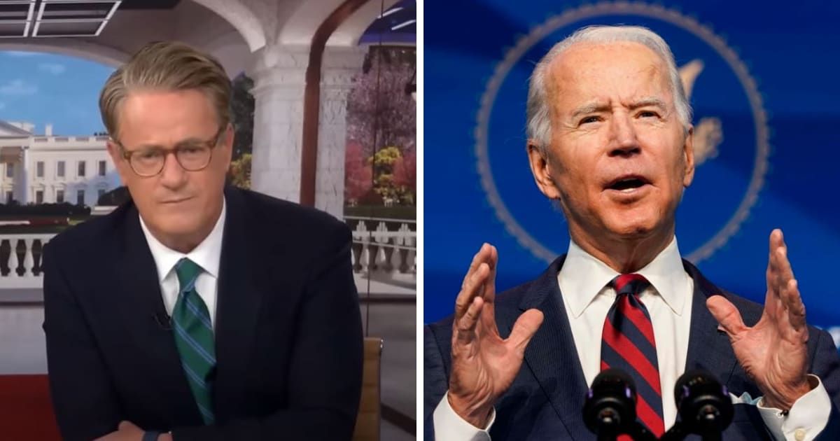 Morning Joe hosts Scarborough and Brzezinski praised Biden’s union speech but overlooked Ron Burgundy moment with teleprompter (MSNBC/Getty)