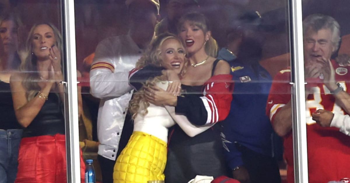 Brittany Mahomes and Taylor Swift hug each other during a game between the Kansas City Chiefs and the Denver Broncos (Perry Knotts/Getty Images)