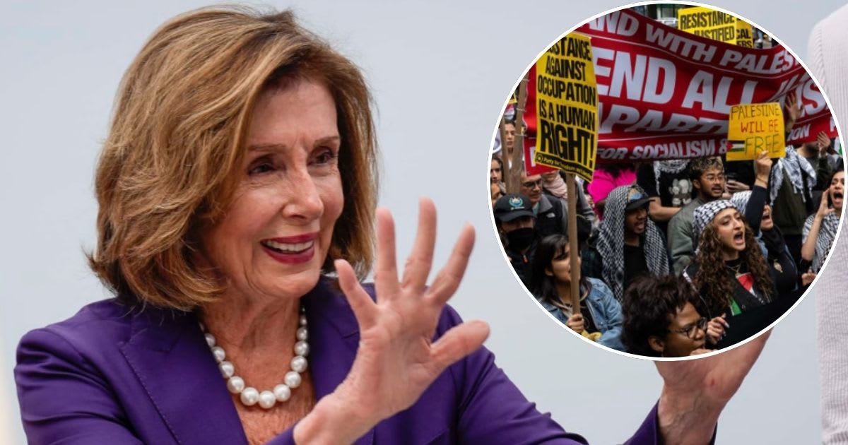 Former House Speaker Nancy Pelosi's speech at Oxford University was interrupted by anti-Israel protesters (Getty Images)