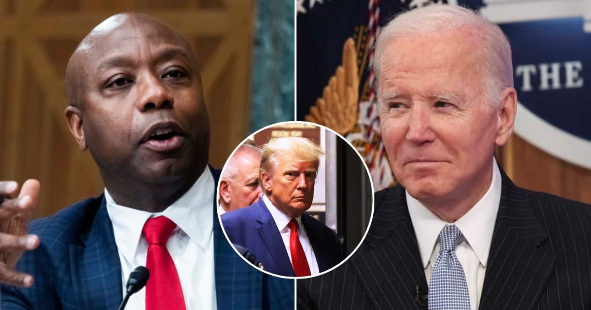 Sen Tim Scott lashed out at President Joe Biden for allowing tax cuts enacted by Donald Trump to expire (Getty Images)