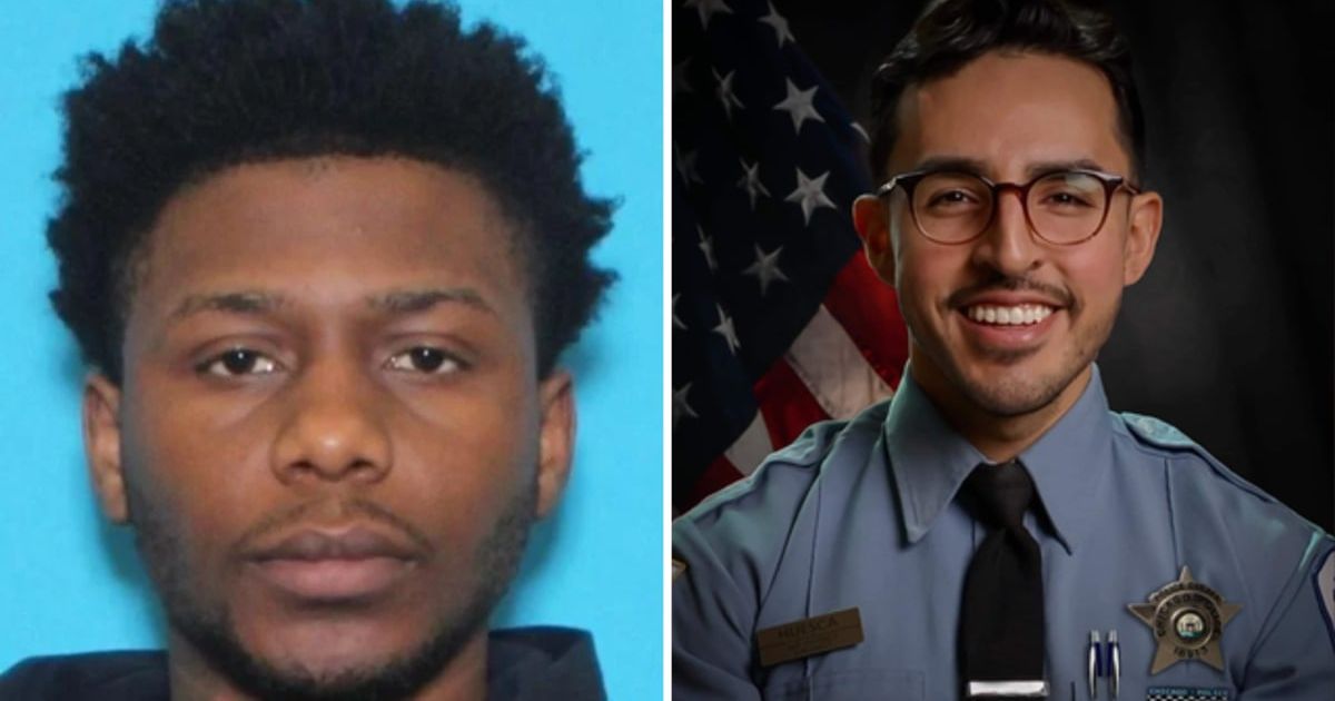 Xavier L Tate Jr, 22, was charged with first-degree murder in the shooting death of Chicago police officer Luis M Huesca (Chicago Police Department/X)