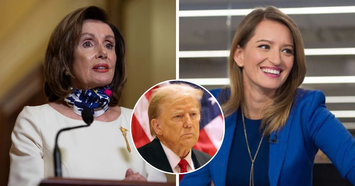 Nancy Pelosi snapped at MSNBC host Katy Tur for saying Covid-19 impacted the job market during Donald Trump's presidency (Getty Images, @KatyOnMSNBC/X)
