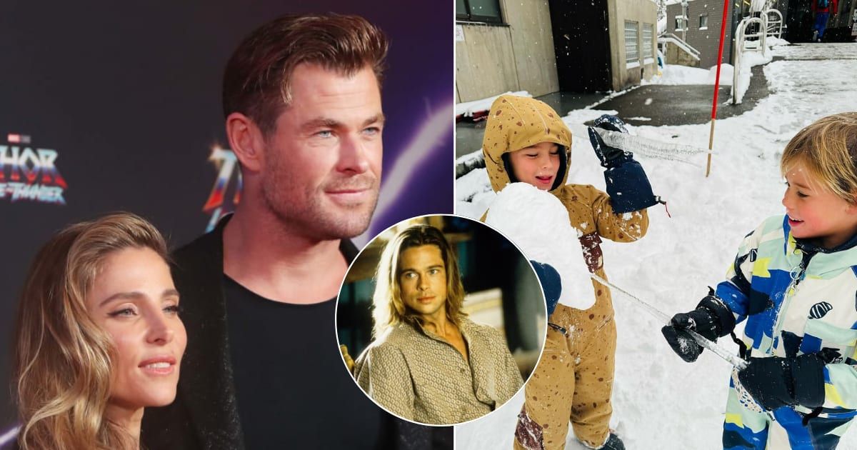 Chris Hemsworth decided on son Tristan's name while rewatching Brad Pitt's movie with expecting wife Elsa Pataky (Getty Images, Instagram/@chrishemsworth, TriStar Pictures via IMBD)