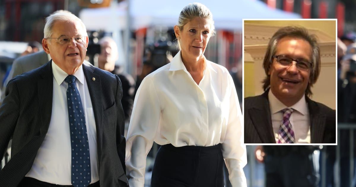 Bob Menendez's wife Nadine Menendez reportedly had an affair with Douglas Anton (inset) (Getty Images and Facebook/DouglasCAntonEsq)