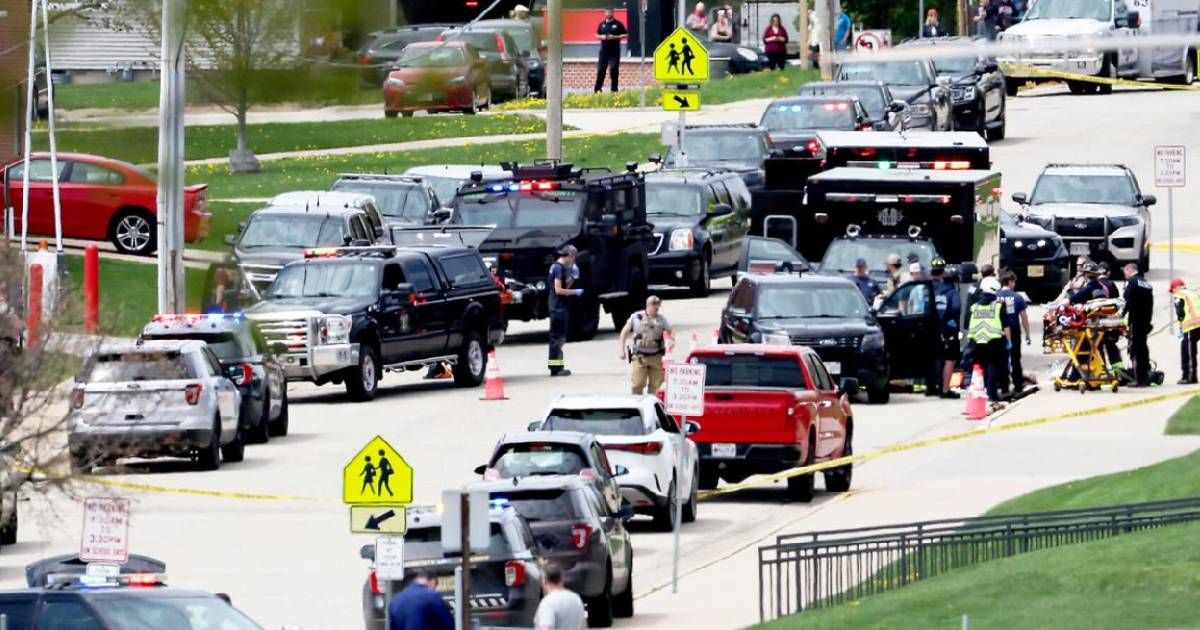 Wisconsin middle school shooting claimed the life of one 14-year-old student as officers responded to a report of a person with a gun (Madison video screengrab)