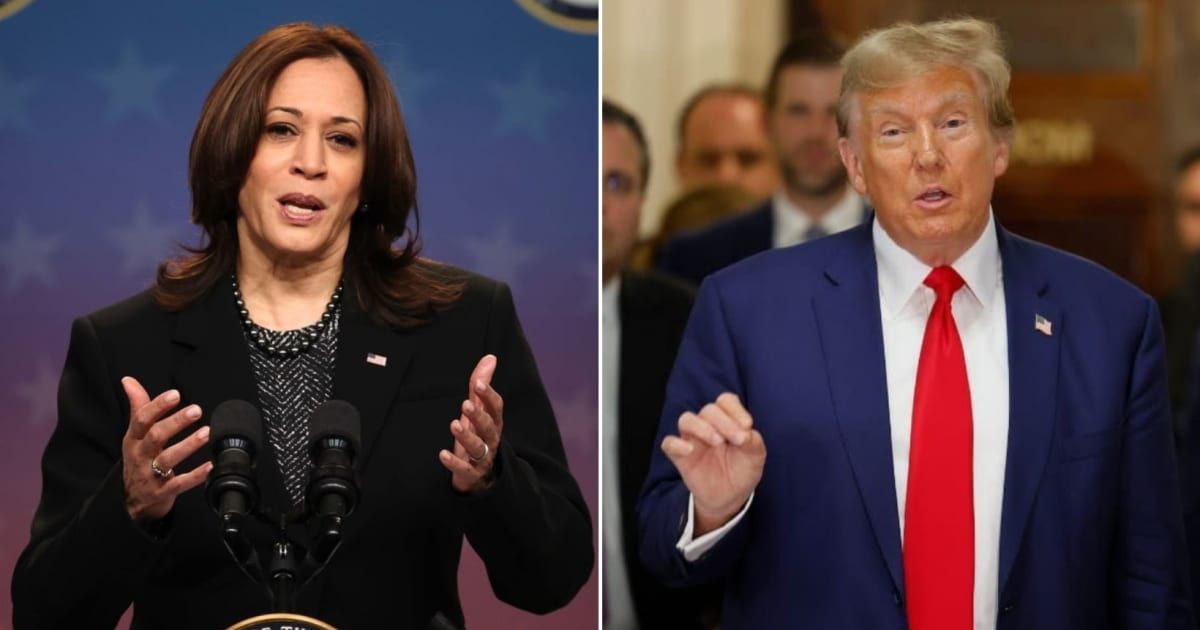 Vice President Kamala Harris took jibes at Donald Trump during her event in Jacksonville on May 1 (Getty Images)