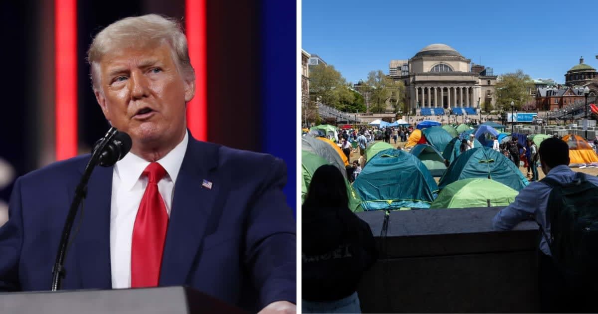 Donald Trump said the ongoing pro-Palestine protests at US campuses were aimed at taking the focus away from the border crisis (Getty Images,  Michael M Santiago/Getty Images)
