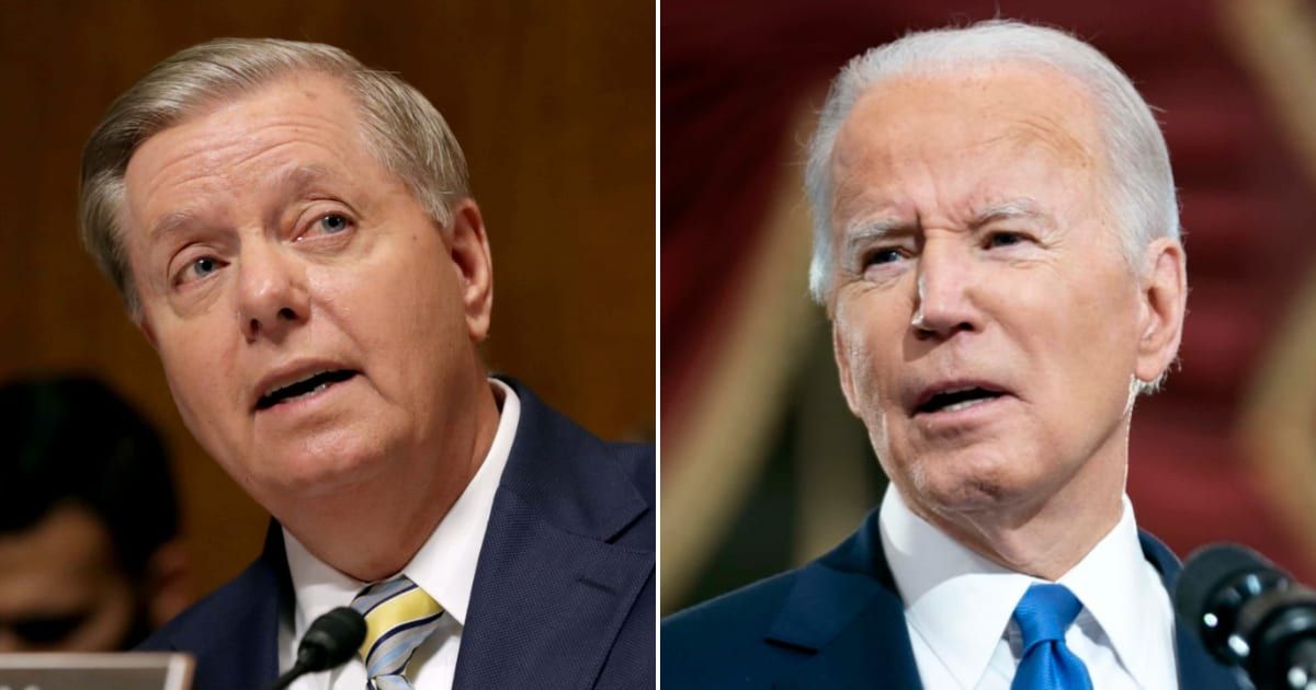 Senator Lindsey Graham (R-SC) lashed out at President Joe Biden, accusing him of being 'afraid' in the face of recent campus protests (Getty Images)