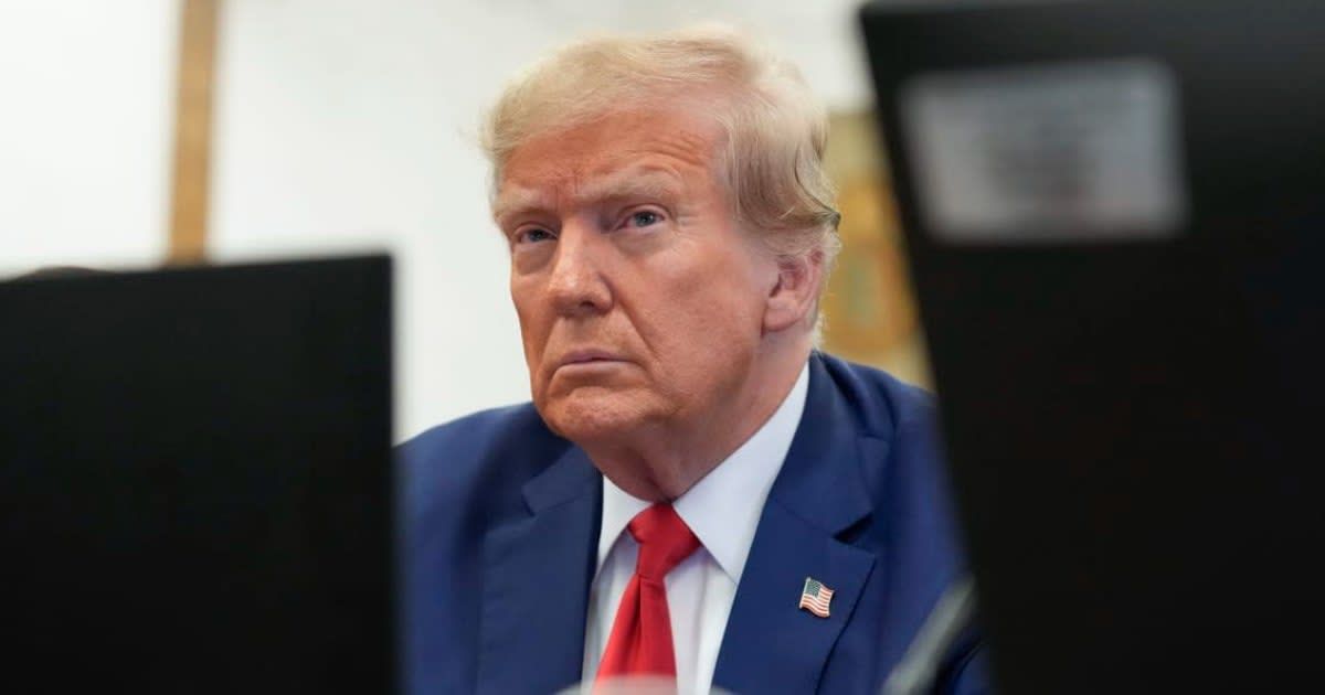 Former president Donald Trump claimed that the gag order on him would stop him from testifying in his defense in the hush money trial (Getty Images)