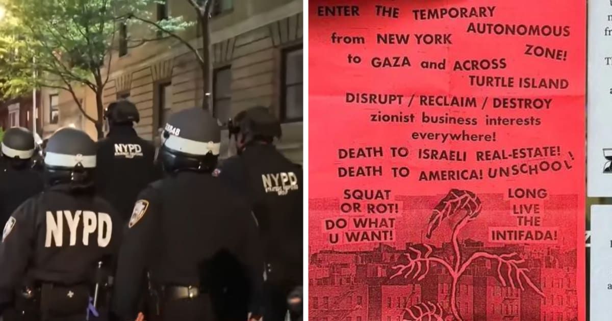 The New York Police Department officers broke up an 'illegal encampment' at New York University (YouTube/NewsNation, New York Police Department)