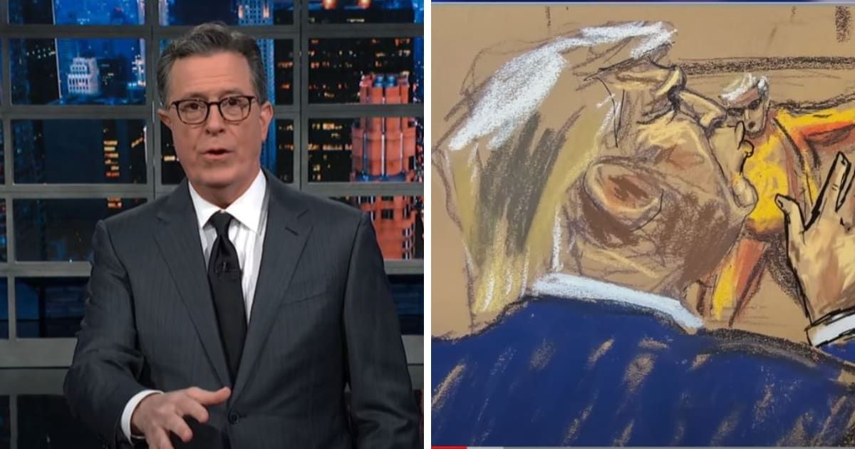 Stephen Colbert was met by a chorus of groans from his audience on 'The Late Show' after showing an animated sketch of Trump kissing his own image (The Late Show with Stephen Colbert/YouTube)