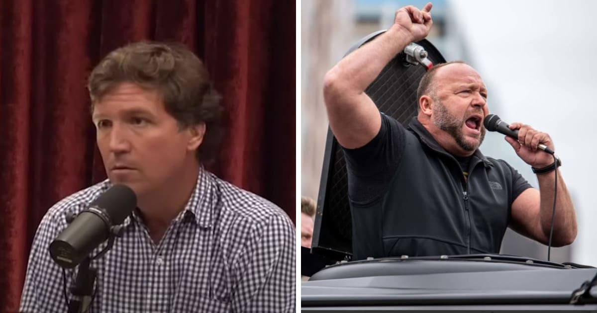 Tucker Carlson made a noteworthy statement regarding Alex Jones, suggesting that Jones may possess prophetic abilities (Shawn Bolz Show Podcast/Getty)