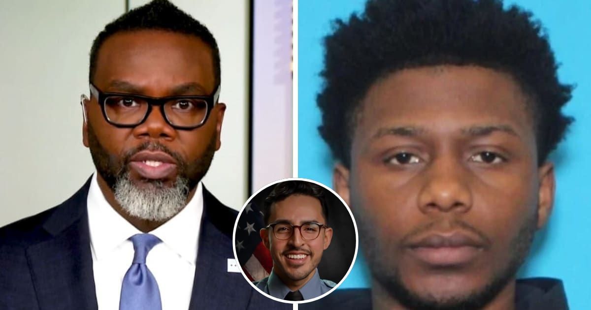 Chicago Mayor Brandon Johnson avoided answering questions about Xavier Tate Jr's arrest (WFAA/YouTube, Chicago Police Department/X)