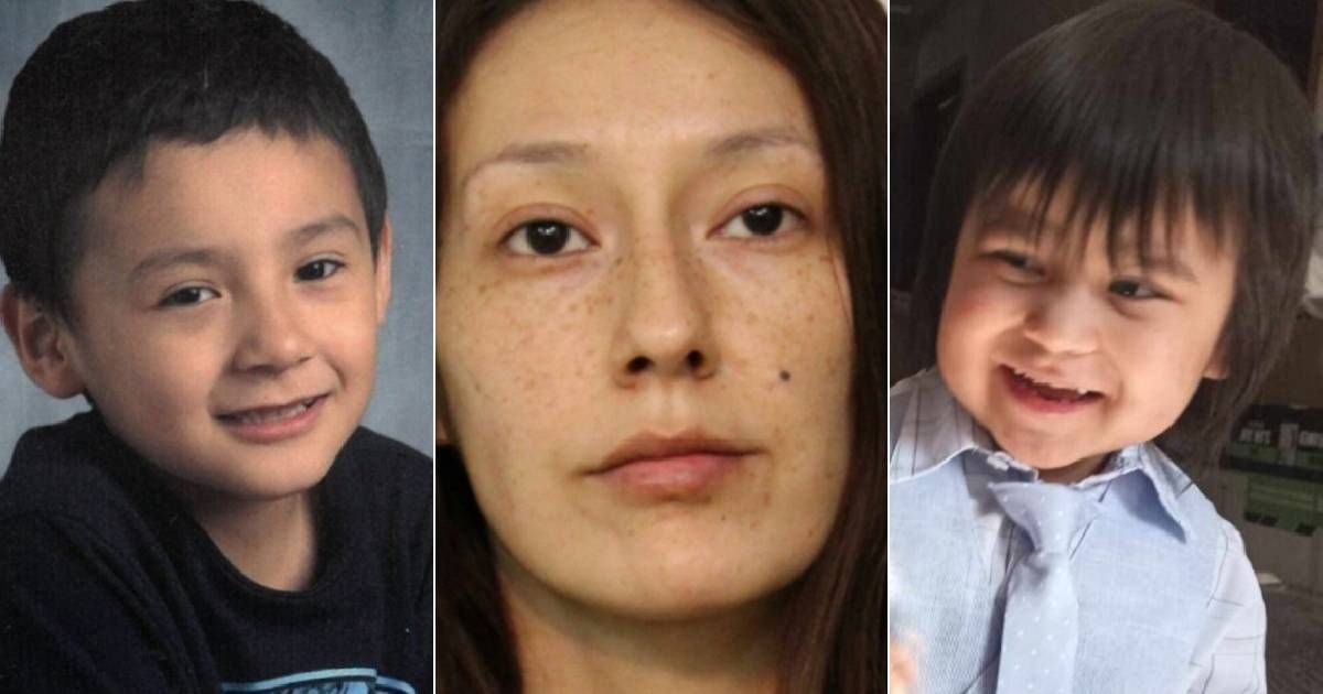 Remi Stately, 6, and Tristan Stately, 5, were stabbed by their mother Jennifer Marie Stately (M) on March 15, 2024 (Obituary and Todd County Jail)