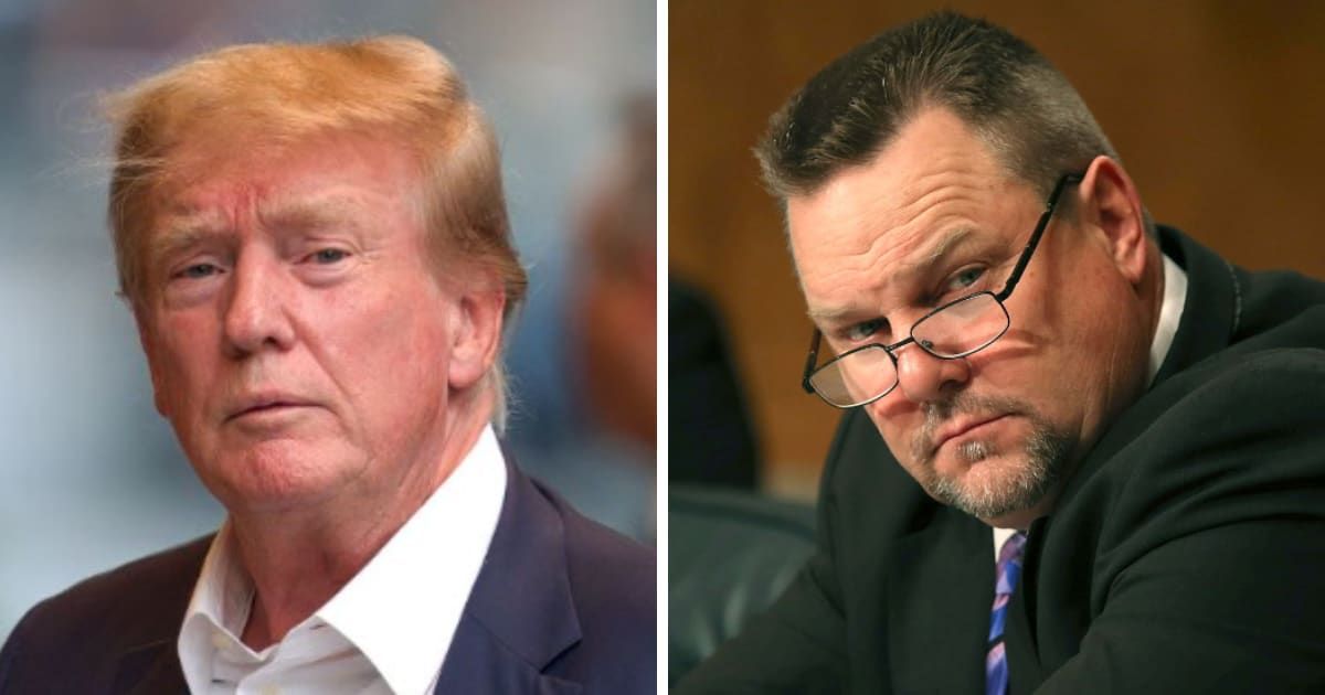 Donald Trump commented on Senator John Tester's weight at a fundraiser in Mar-A-Lago on May 4, 2024 (Getty Images)