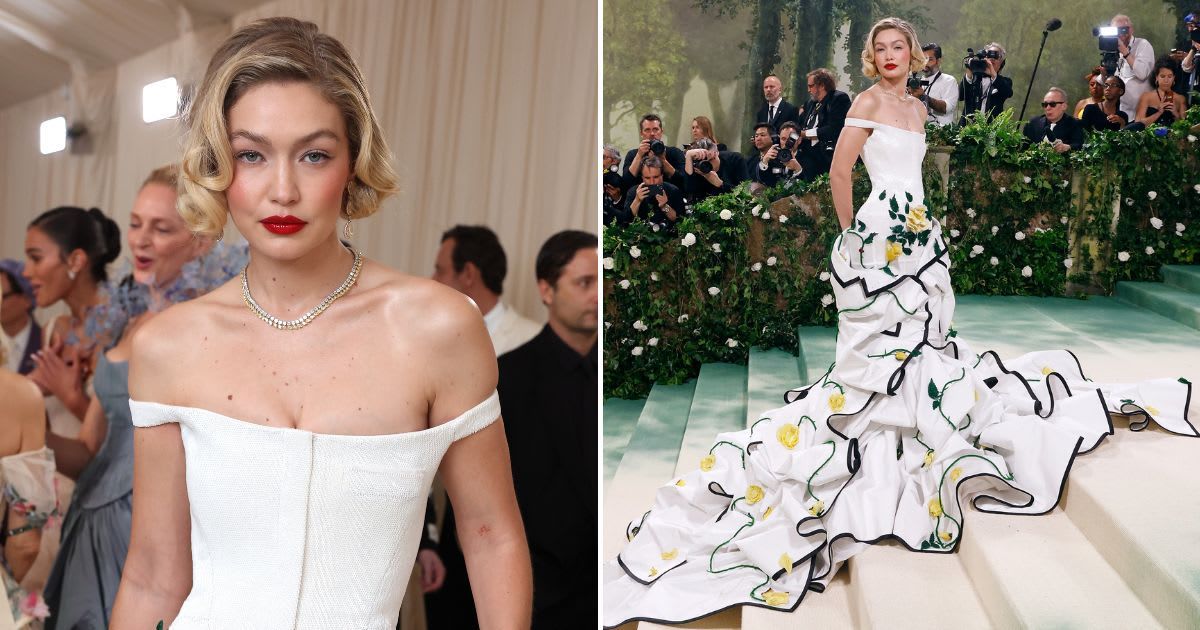 Gigi Hadid attended the 2024 Met Gala in a Thom Browne gown (Mike Coppola/MG24/Getty Images for The Met Museum/Vogue, Gotham/Getty Images)