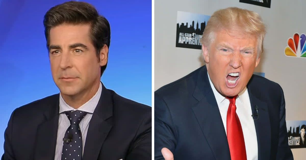 Jesse Watters said Donald Trump made a 'big splash' at the Formula 1 Grand Prix in Miami (Fox News, Getty Images)
