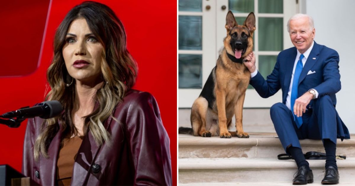 Kristi Noem made some inappropriate comments regarding President Joe Biden's dog, Commander (Getty Images, @potus/Instagram)