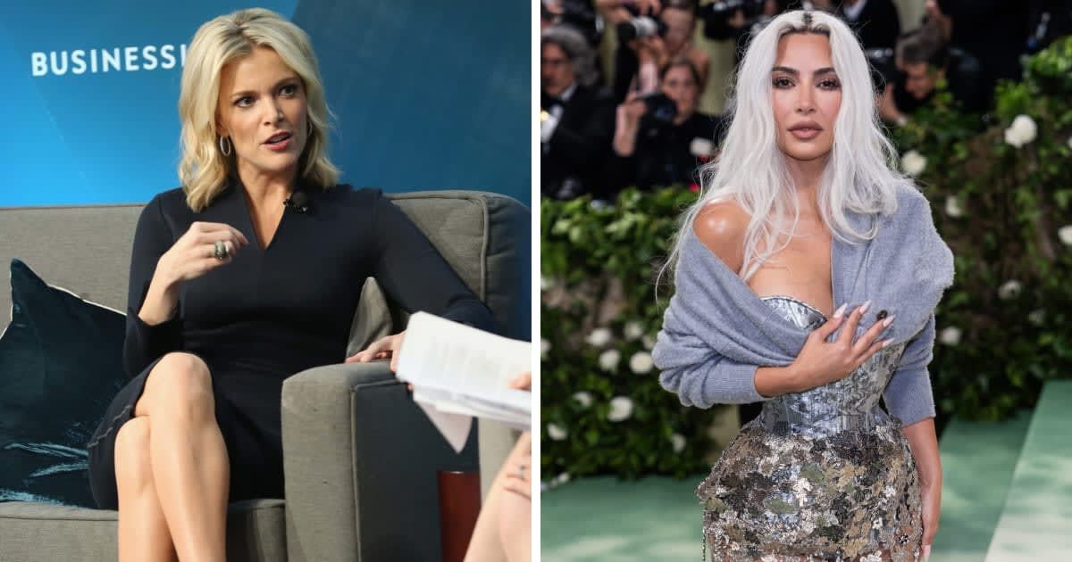 Kim Kardashian (R) showcased an extremely cinched waist at last night's Met Gala, drawing rebuke from Megyn Kelly (Getty Images)