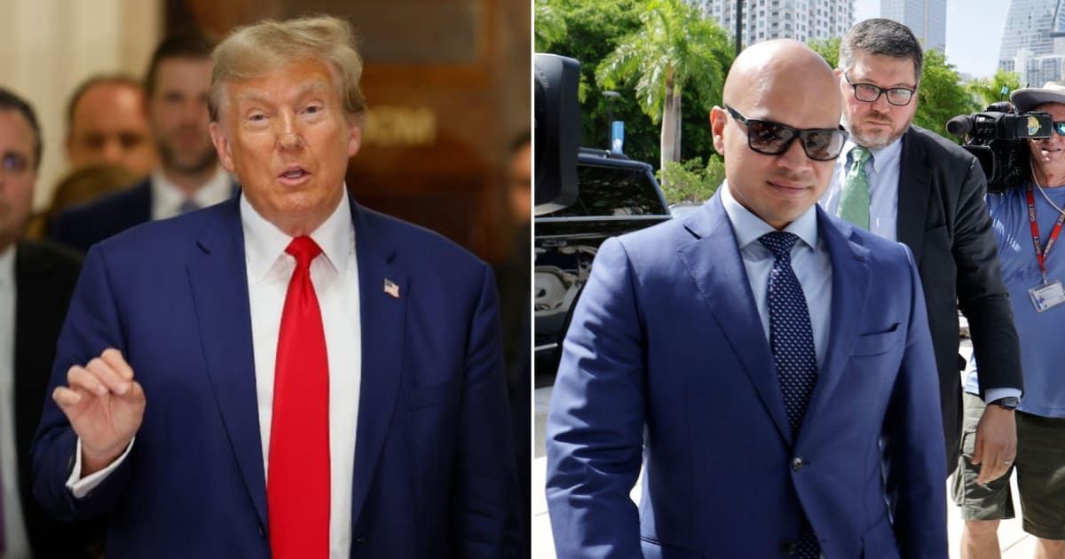 Donald Trump's valet Walt Nauta (R) admitted that they chose ‘at random’ which boxes of classified documents to return (Getty Images, Alon Skuy/Getty Images)