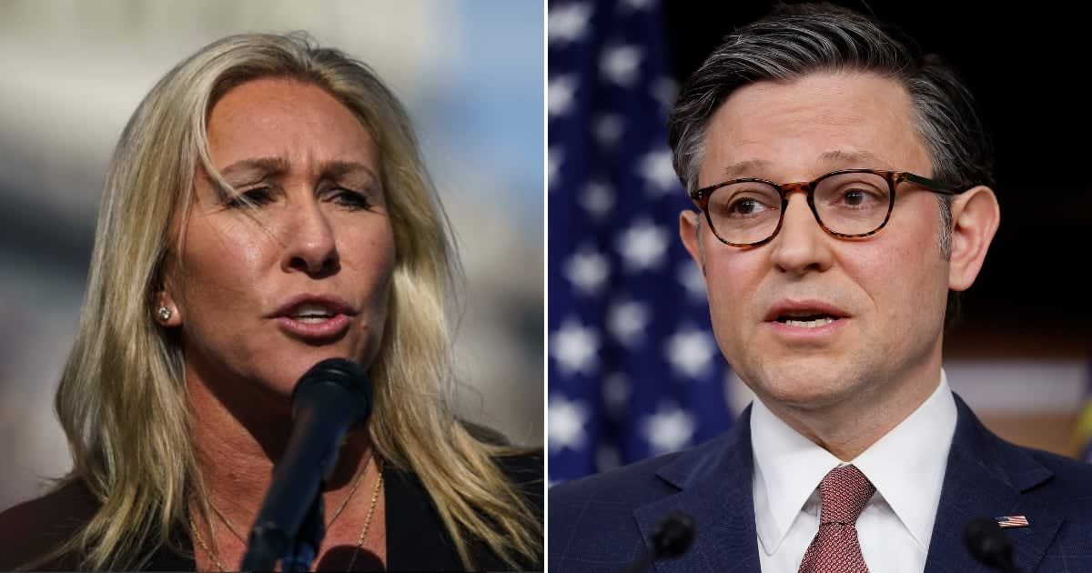 Marjorie Taylor Greene's motion to oust Speaker Mike Johnson was tabled with overwhelming support from the House of Representatives (Getty Images)