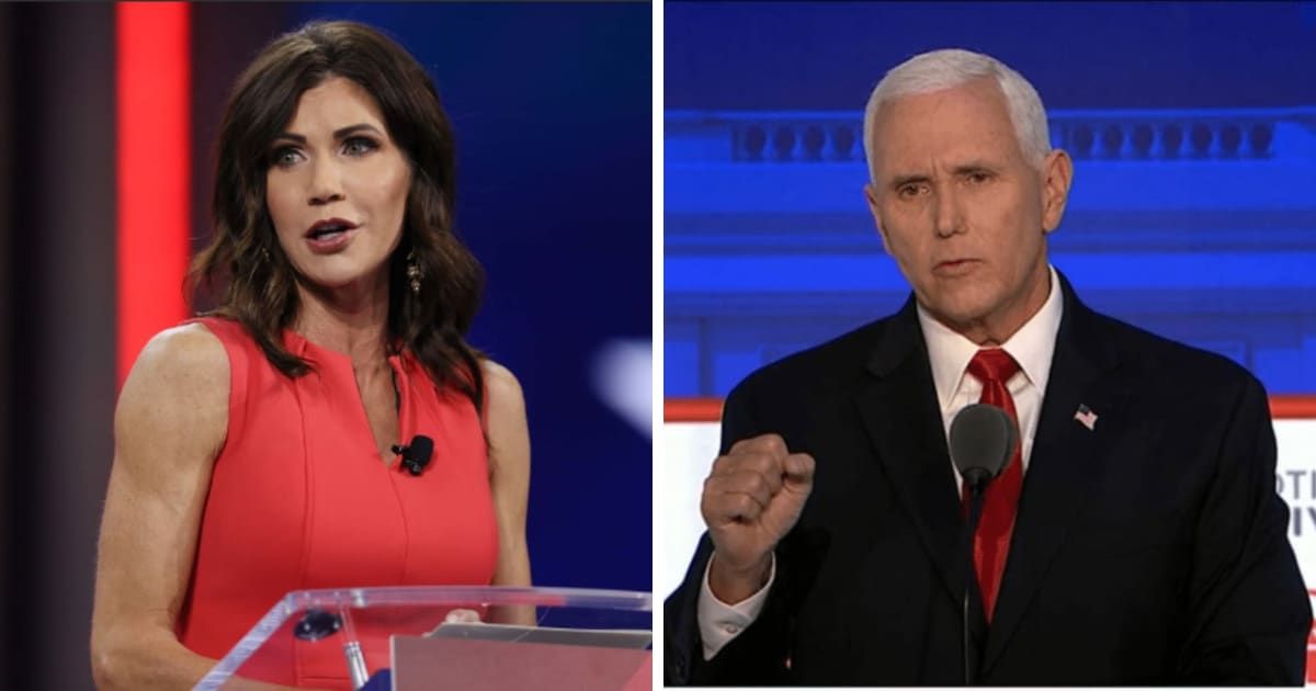Governor Kristi Noem refused to share her opinion of Mike Pence's January 6 move (Getty Images, Fox Business/Screengrab)