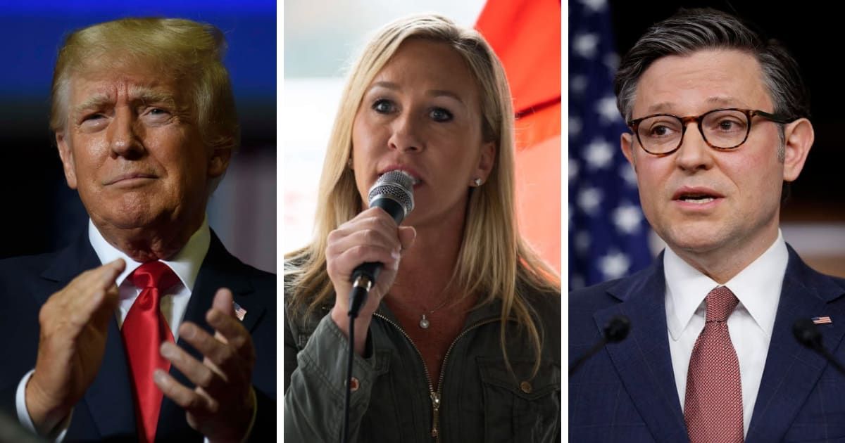 Donald Trump urged House GOP to reject Marjorie Taylor Greene's bid to remove Speaker Mike Johnson (Getty Images, Chip Somodevilla/Getty Images)