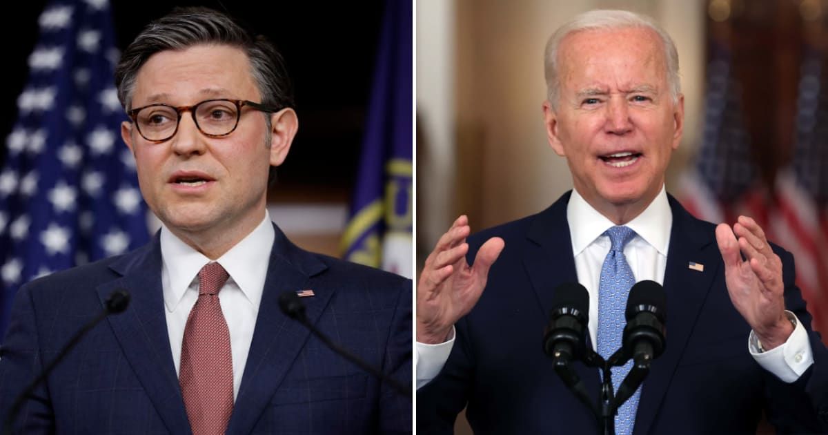 House Speaker Mike Johnson said he hoped President Joe Biden’s recent threats to withhold shipment to Israel was false (Getty Images)