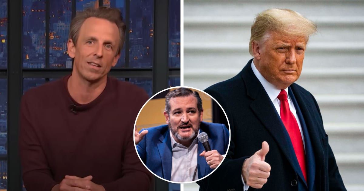 In the midst of Stormy Daniels' testimony during Donald Trump's criminal fraud trial, Ted Cruz's allegiance to Trump garnered attention (Late Night with Seth Meyers/Getty)