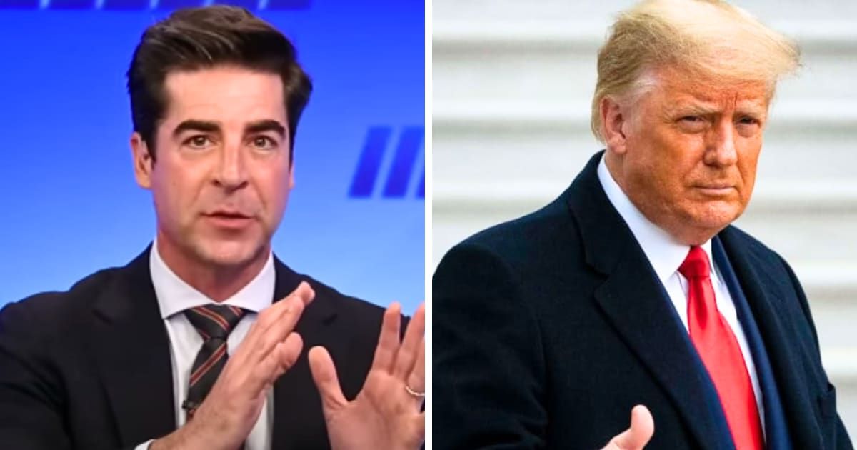 Jesse Watters criticized former President Donald Trump's declining support at his New Jersey rally, noting that it wasn't 100,000 attendees as claimed, but rather closer to 30,000 (Fox News, Getty Images)