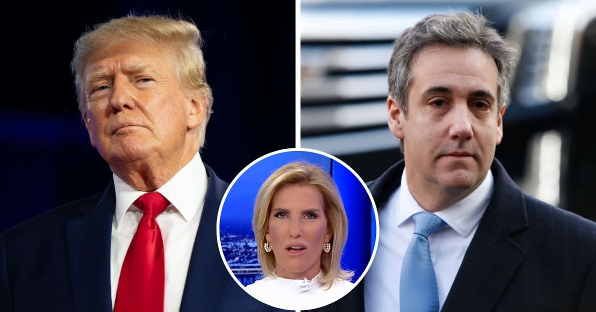 Laura Ingraham attended Donald Trump's New York hush money trial on May 14, 2024, when Michael Cohen testified against his former employer (Getty Images, Screengrab/Fox News)