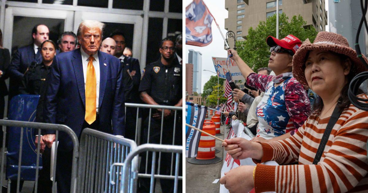 People waited in line to get a seat inside the courtroom for Donald Trump's hush money trial in New York City (Getty Images)