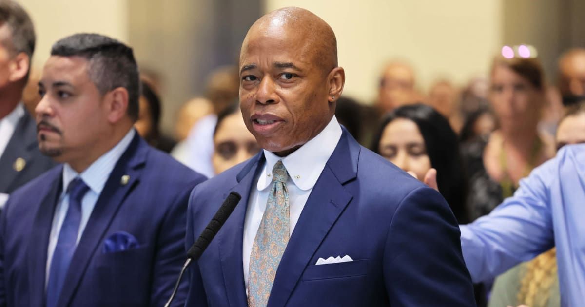 New York City Mayor Eric Adams suggested migrants could be employed because they are 'excellent swimmers' (Getty Images)